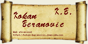 Kokan Beranović vizit kartica